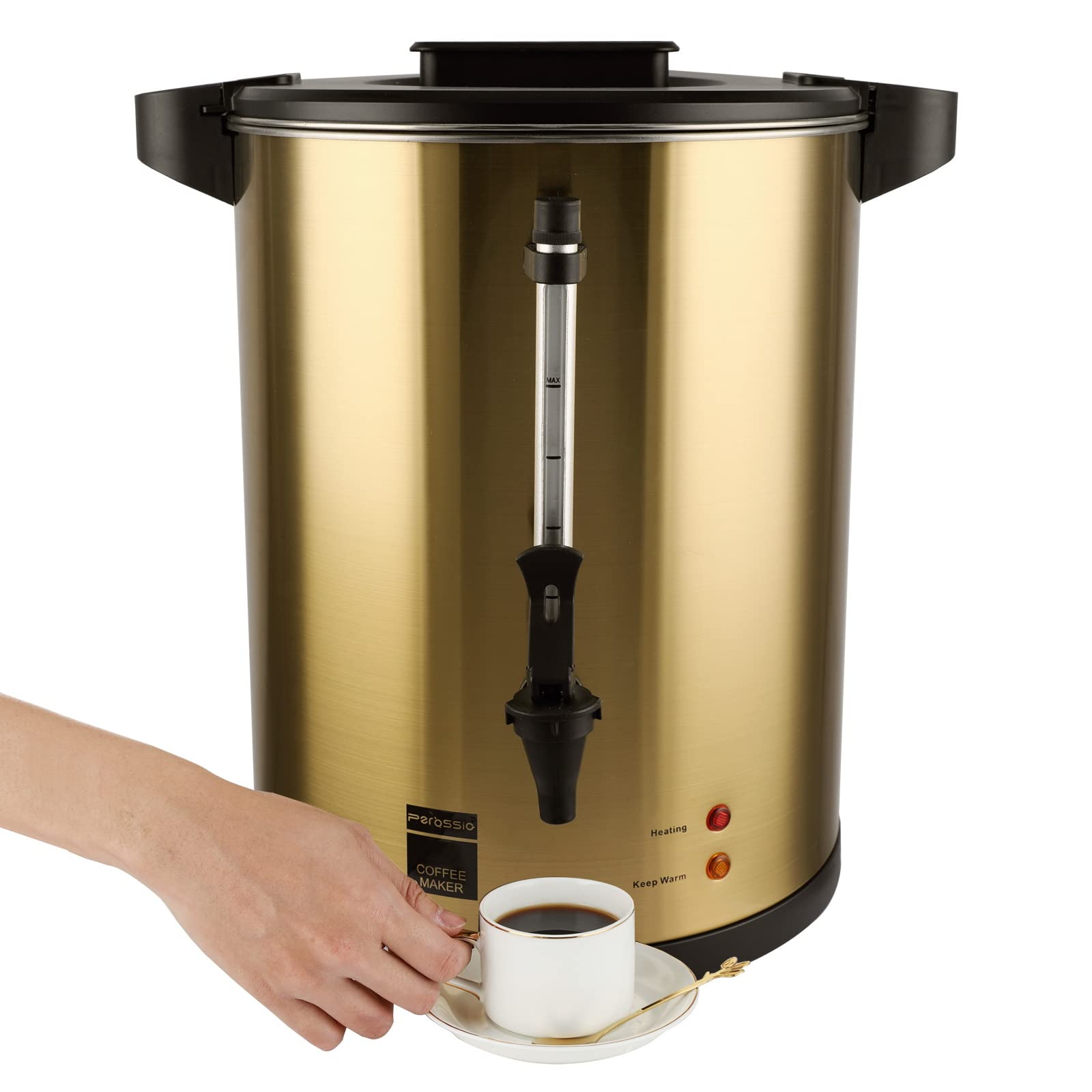 Photo 1 of (PARTIAL SET) (UNTESTED) Perossia Commercial Coffee Urn, 16L Double Wall Stainless Steel Large Percolate Coffee Maker Electric Hot Water Urn Dispenser for Parties Office Catering Events 68-cup