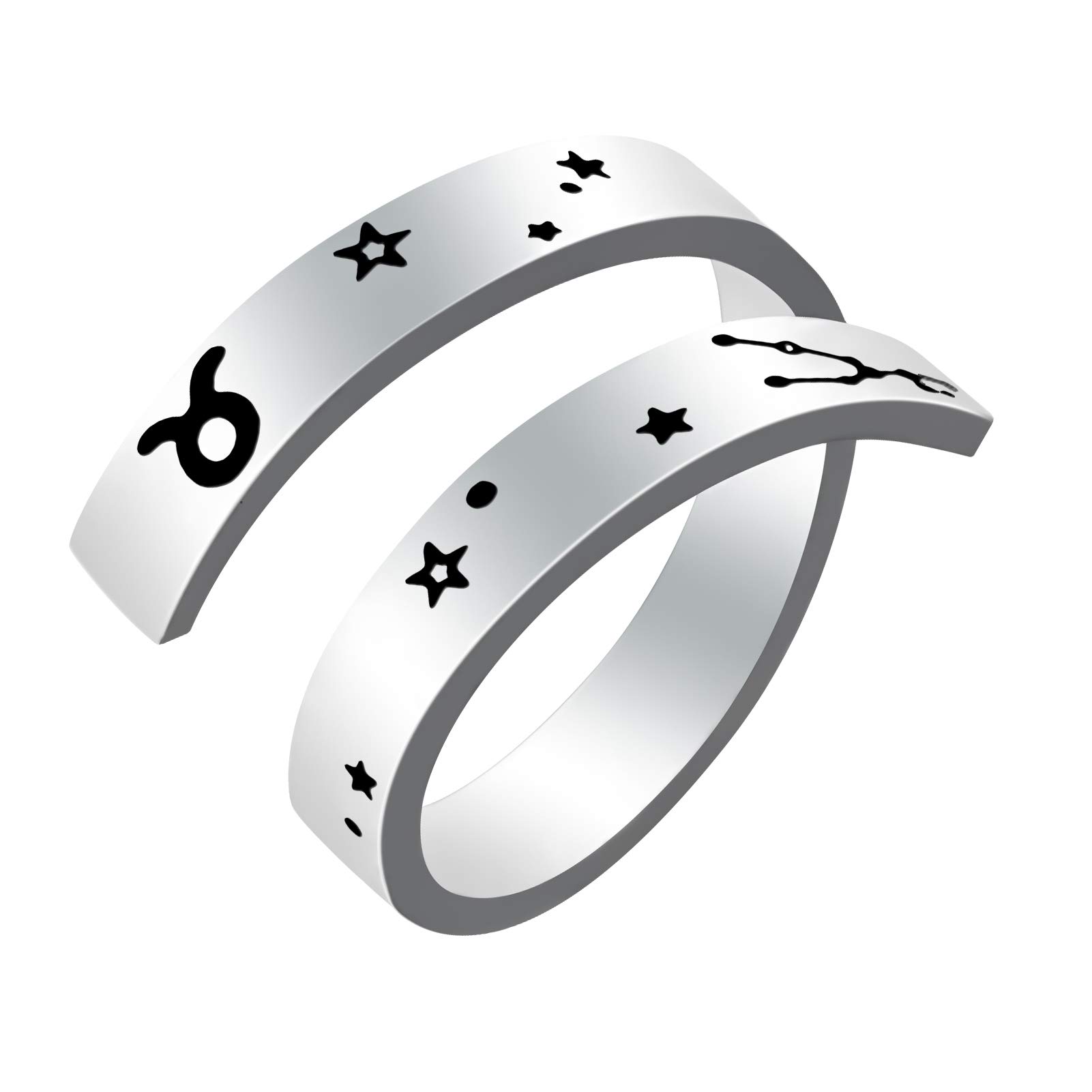 Kucheed Taurus Rings for Women Men, Stainless Steel Zodiac Engraving Open Finger Rings, 12 Horoscope Astrology Statement Vintage Bands, US Size 8-9 Thumb Ring Jewelry Personality Gifts