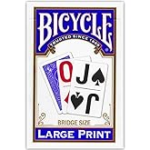 Bicycle Large Print Bridge Size Playing Cards Easy-to-Read for Seniors | Large easy-to-read letters and suits, Air Cushion Finish, Classic Rider Back design, Made in USA, Bridge size