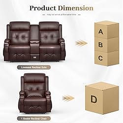 Recliner Sofa Sets, Massage Reclining Loveseat Sofa
