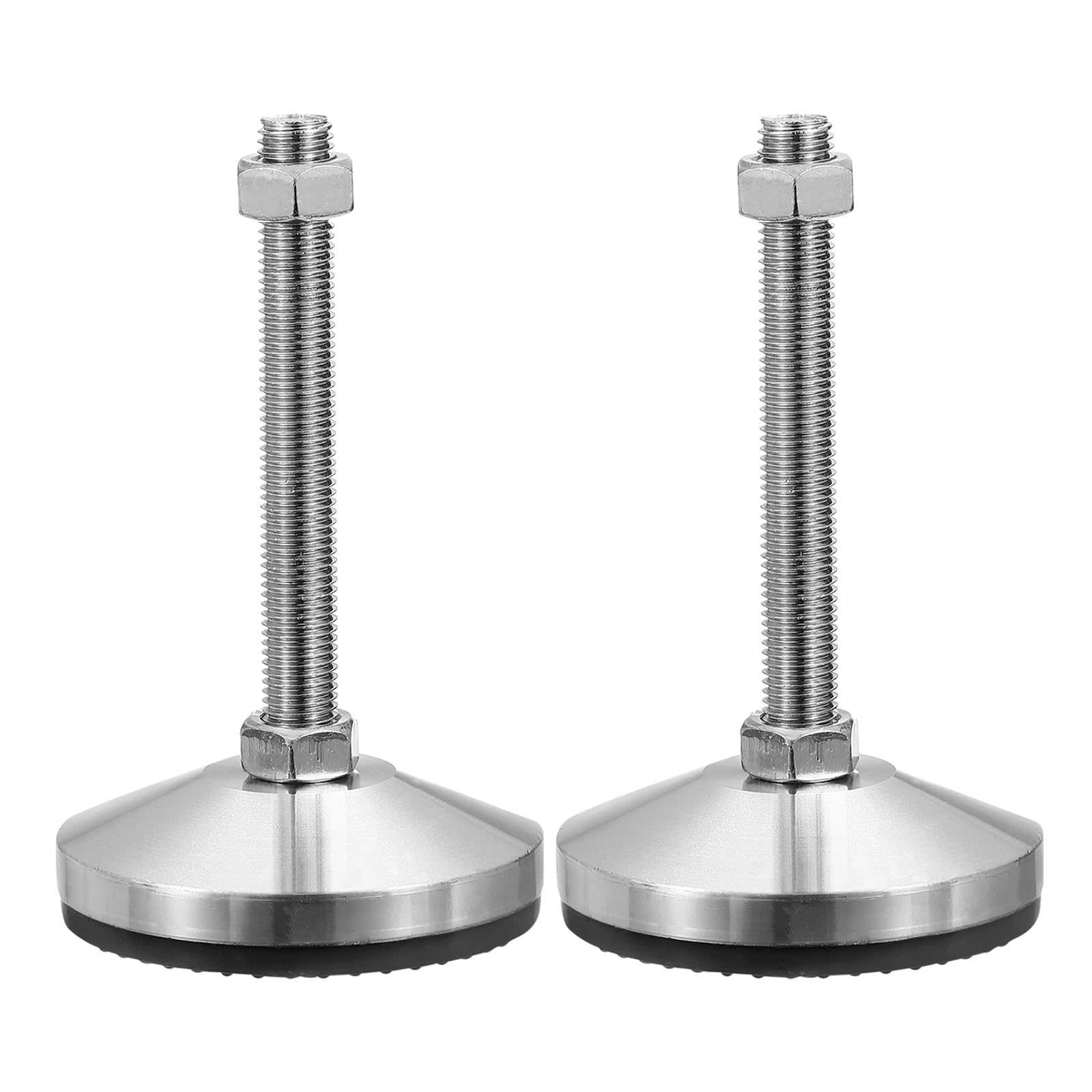 PATIKIL Furniture Leveling Feet 4" Dia Base M16 Thread, 2Pcs Carbon Steel Adjustable Threaded Furniture Levelers Screw on Leg Leveler with Pads for Desk Chair Cabinet,Black
