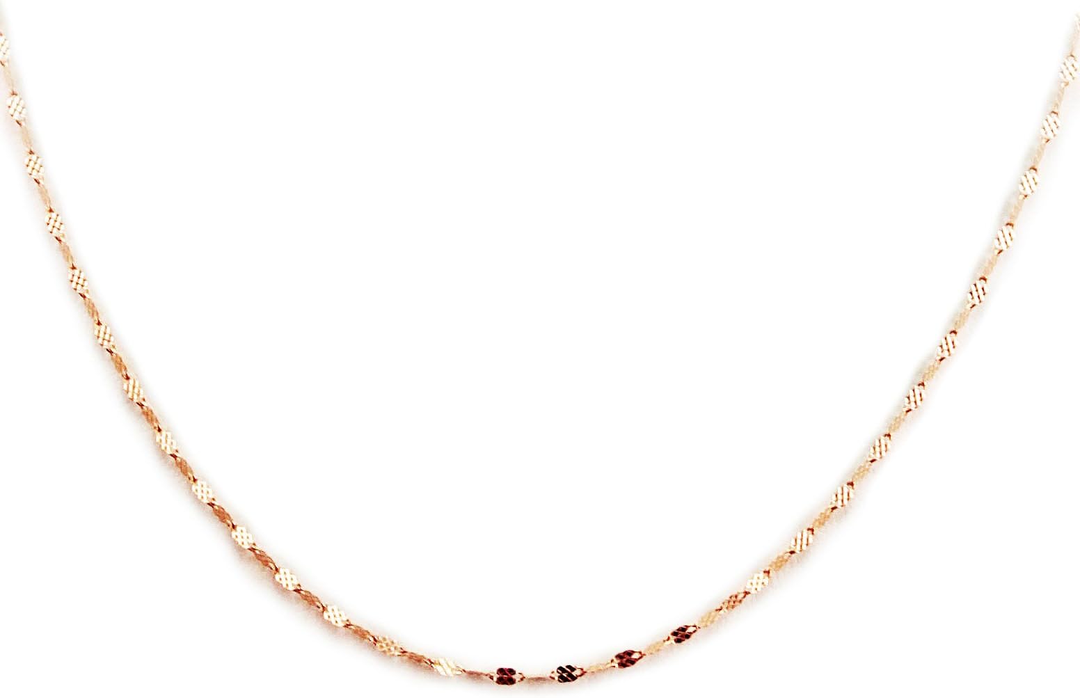 14kt Rose Gold Curved Mirror Chain Italian