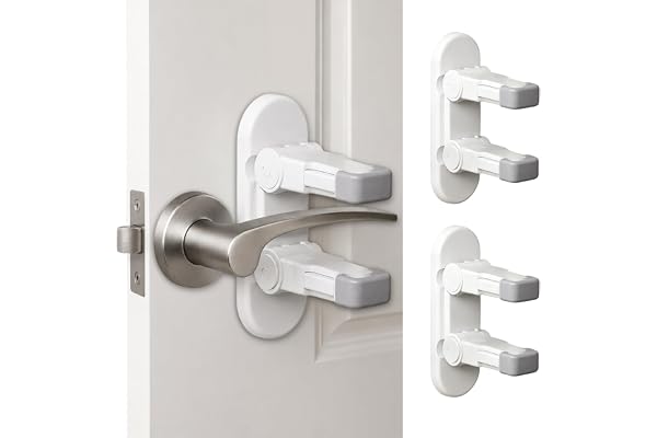 Childproof Door Lever Lock, (2 Pack) Door Handle Child Proof, Baby Proof Door Handle, Lever Door Handle Child Lock,Child Lock