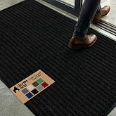 GORILLA GRIP Traffic Guard Indoor Outdoor Heavy Duty Door Mat, 72x48 Black | Waterproof Entryway Doormat, Strong Backing Commercial Floor Mats, Office Hallway, Garage Rugs, Patio, Low Profile Runner Rug