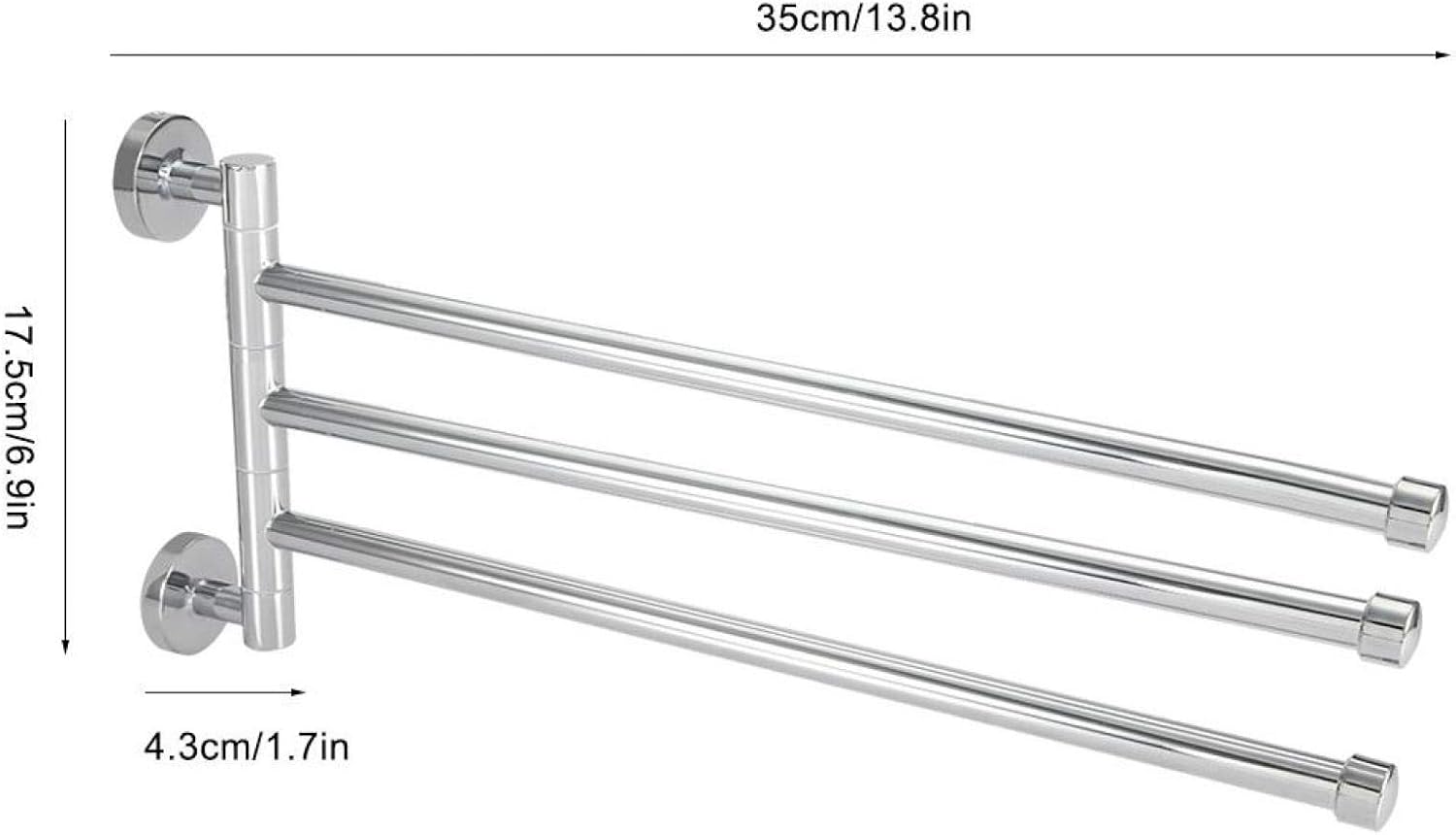 Zerodis Swivel Towel Rail,Stainless Steel Wall Mounted Multiple Arm 360° Rotating Towel Holder Rack Swing Out Towel Hanger Shelf for Kitchen Toilet and Bathroom(3 Arms) - Image 3
