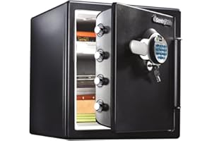 SentrySafe Fireproof and Waterproof Home Safe with Biometric Fingerprint Lock, Keypad, and Key Lock for Securing Money, Jewelry, Documents, 1.23 Cubic Feet, SFW123BTC
