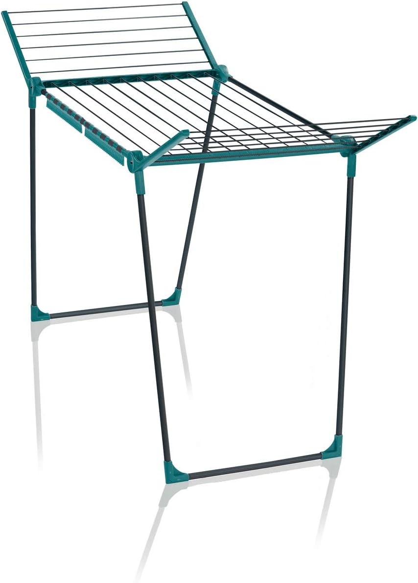 Leifheit Standtrockner Pegasus 180 Solid Grün Color Edition, 18m Trockenlänge für bis zu 2 Wäscheladungen, standfester Wäscheständer mit Flügeln für lange Kleidungsstücke für drinnen und draußen