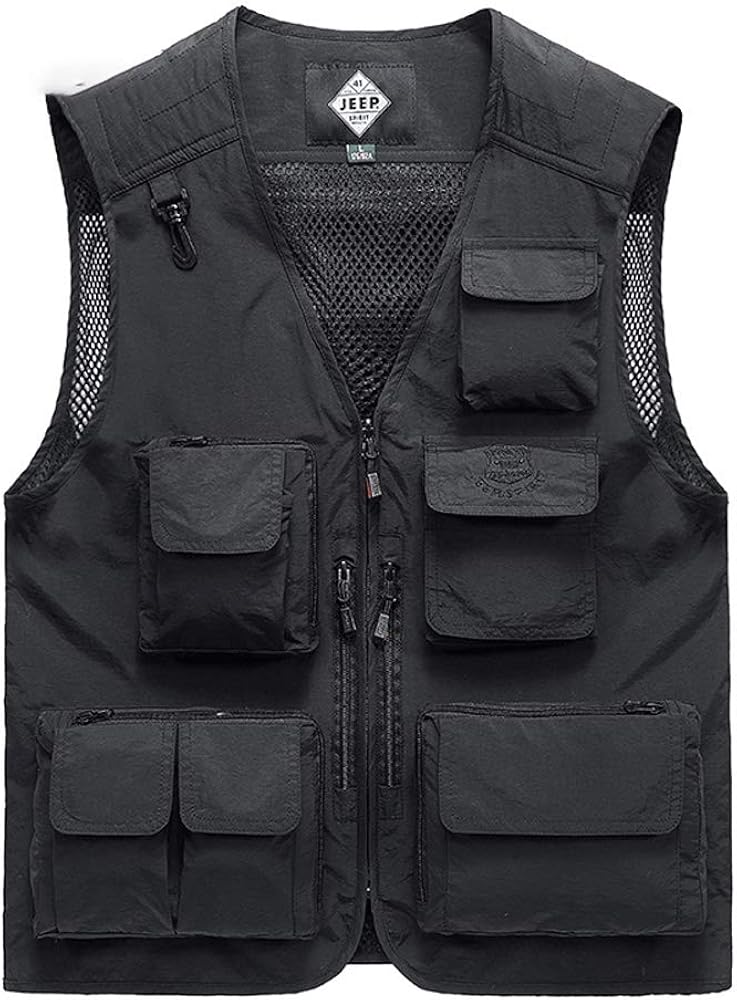 Men's Summer Mesh Fishing Vest, Lightweight Casual Gilet with Multi