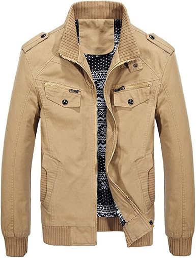 Blouson Homme En Coton Leger Chaud Jacket Veste Militaire Casual Hiver Printemps Aviateur Avec Multi Poches Automne Col Montant Amazon Fr Vetements Et Accessoires