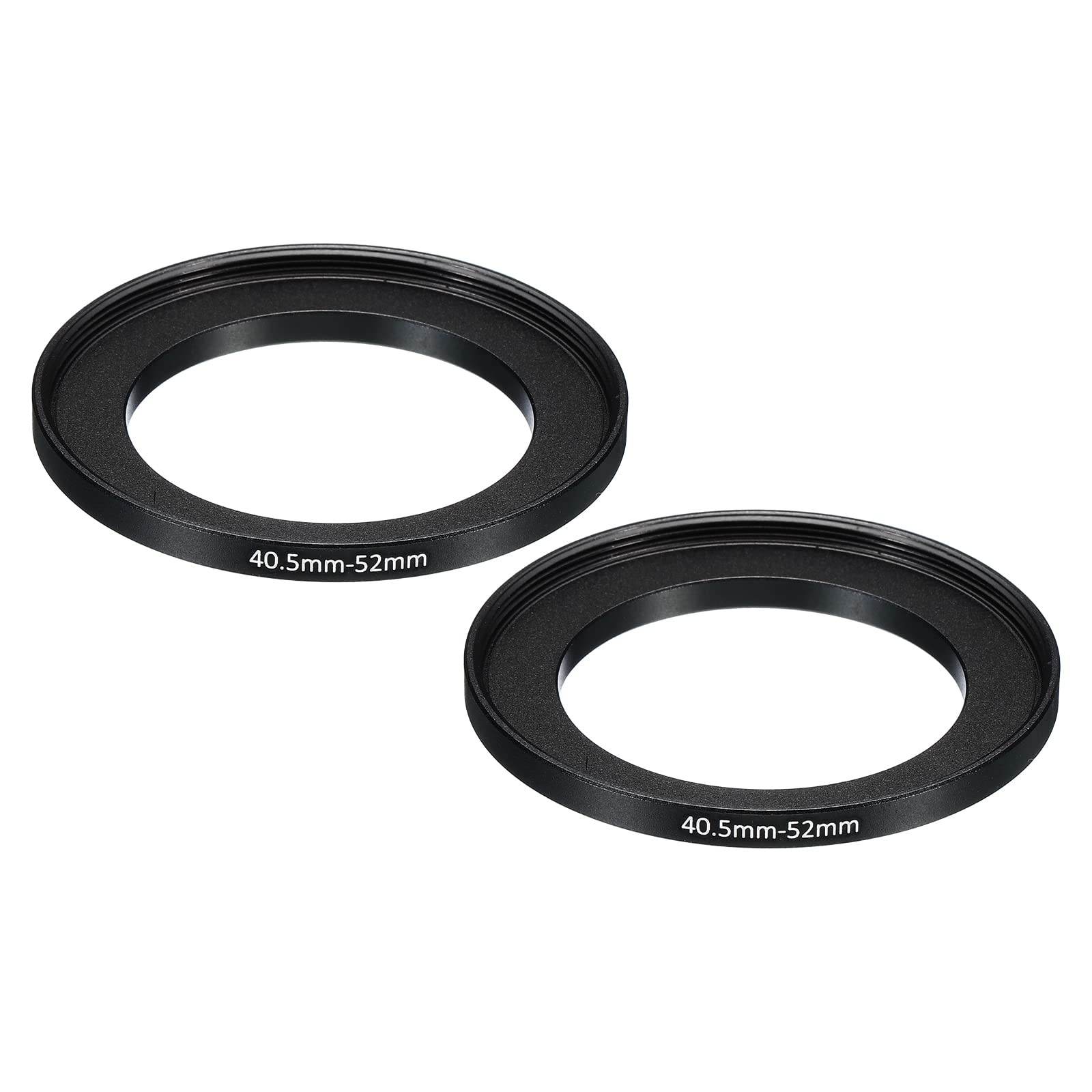 PATIKIL 40.5mm-52mm Metal Step Up Ring, 2 Pack Camera Lens Filter Adapter Ring Aluminum Filter Adapter Ring for Camera Lenses Hood, Black