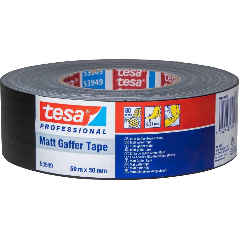 Tesa® reg; Gaffer Adhesive Tape 50 m x 50 mm Black (Matte)
