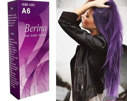 BERINA A6 PERMANENT HAIR DYE COLOR CREAM PURPLE CRAZY...
