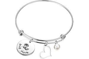Bobauna Big, Middle, and Little Sister Expandable Wire Bangle Bracelet Set - 2-3 Sisters Gift Sorority Jewelry