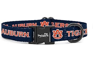 SHOPINSTAPETS Auburn Tigers Collars and Leashes | Officially Licensed | Adjustable-Fits All Pets! (Large Collar)
