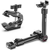 ULANZI HD02 10" Camera Magic Arm Super Clamp Kit with 360&deg; Ball Head Clamp | Heavy-Duty Clamp 6.6lbs Load, 1/4"-20 &amp; 3/8"-16 Mount, ARRI Pins, NATO Rail Articulating Friction Arm for DSLR/Monitor/Light