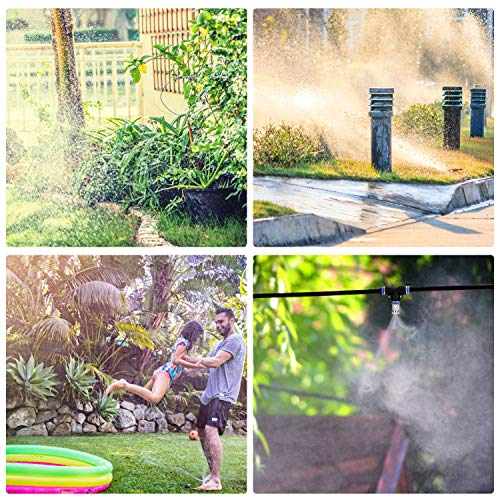 Homga Misting Cooling System 32.8FT(10M) with 10 Copper Metal Mist Nozzles and a Connector(3/4") for Trampoline Patio Misting Micro Flow Watering Automatic Distribution System