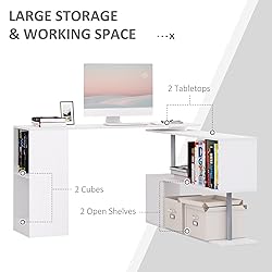 HOMCOM 55" 360° Rotating Corner Computer Desk