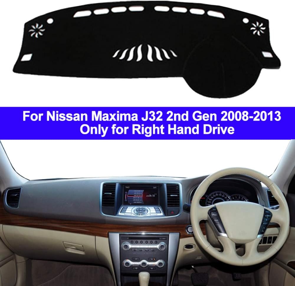 GIVELUCKY 2 Layers Car Auto Inner Dashboard Cover Dashmat Pad Carpet Dash Mat,For Nissan Maxima J32 2nd Gen 2008-2013 RHD 2009 2010 2011