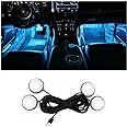 BESULEN Car Interior LED Lights, Automotive Ambient Neon Light Kit with USB Port, Car Accessories, Gifts for Men and Women, 4 in 1 Decoration Lights for Car, Garden, Home, Party（Ice Blue）