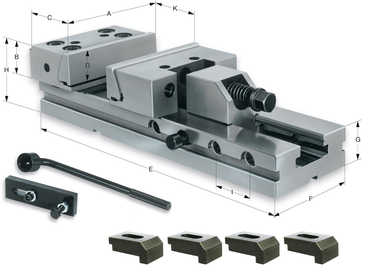 Röhm 161827 Type 706 MSR Alloy Steel Machine Vise with Draw Down Jaws, 150mm Jaw Width, 420mm Length