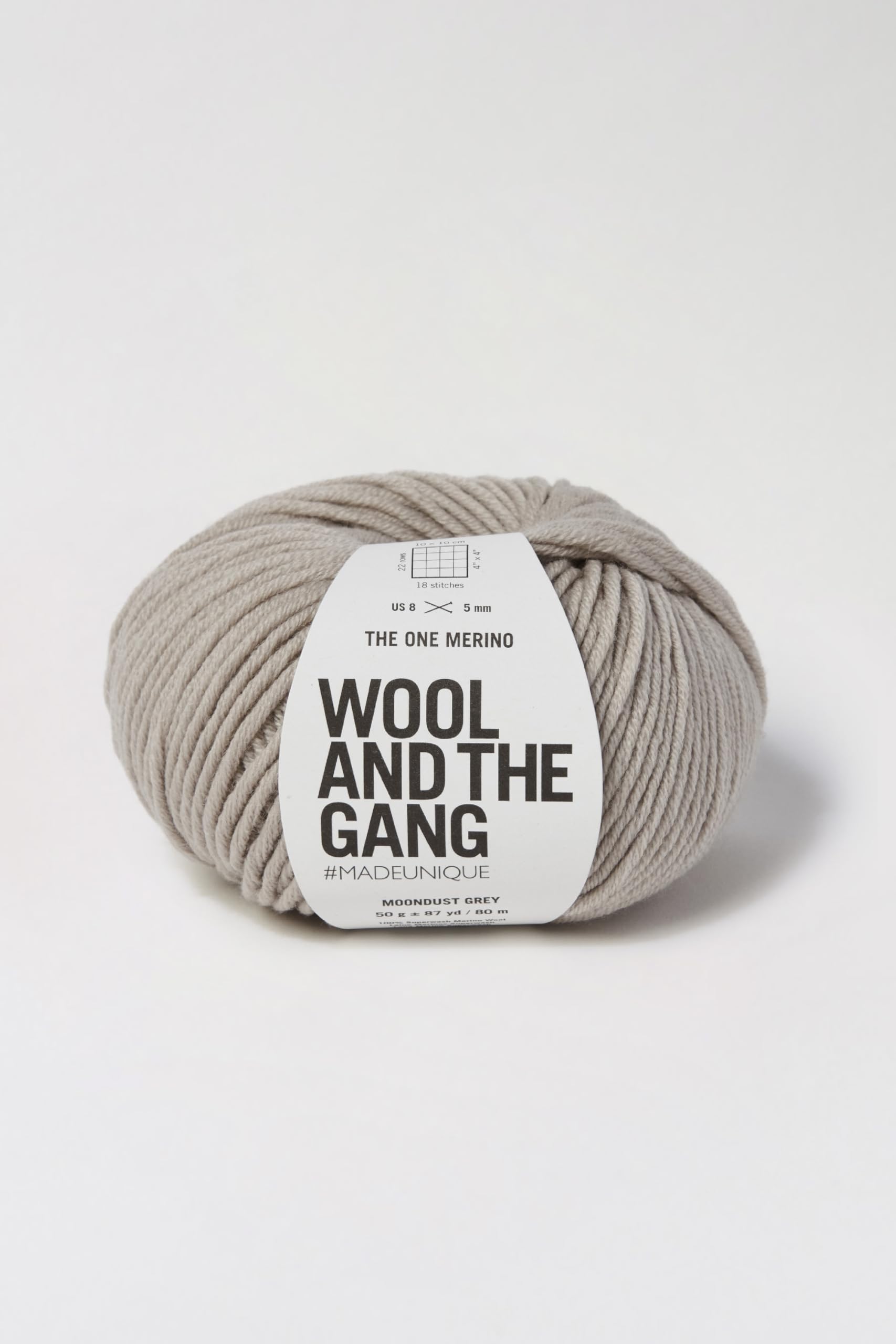 Wool and the Gang The One Merino, Moondust Grey, 50g, Aran/Worsted