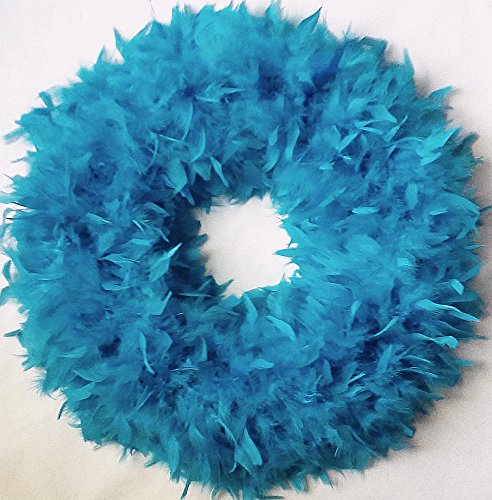 Fluffy Turquoise XL Chandelle Feather Wreath…Gorgeous Fall Colors Accent Wreath!