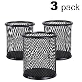AKAZA Mesh Pen Holder Metal Pen Organizer Pencil Cup Medium,Black -Size 3Pack