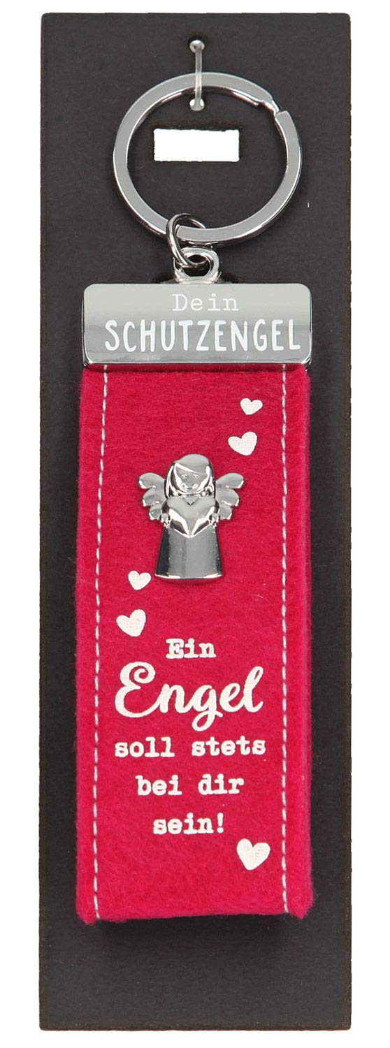 Depesche 10890.004 Felt Keyring with Guardian Angel and Writing Ein Engel soll immer bei dir Sein, Red, ca. 15 cm