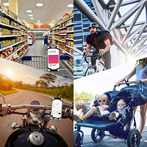 Bike Mount, WAAO Universal Bicycle Phone Holder, Adjustable Silicone Handlebar Rack for Samsung Galaxy S9/S8 Plus, All 4.0"-6.0" Phones, Ideal for Road Mountain Bikes Motorcycle