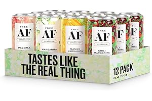 FREE AF AF Drinks Non-Alcoholic Margarita Variety Pack | Alcohol Alternative Sparkling Cocktails with AFTERGLOW Botanical Warmth | Gluten-Free, Low-Calorie | 8.4 oz Cans (12-Pack)