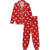 SWOMOG Girls Pajamas Set Kids Button Down Cute Print Pjs Sets Pant 2 Piece Soft Long Sleeve Sleepwear Loungewear