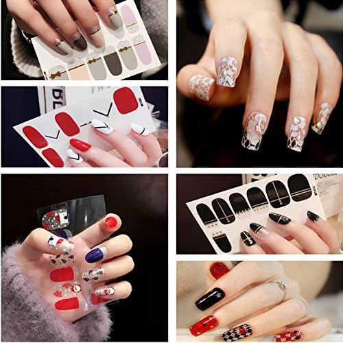 6 Different Sheets Shinny Full Nail Art Tips Stickers False Nail Design Manicure Sets