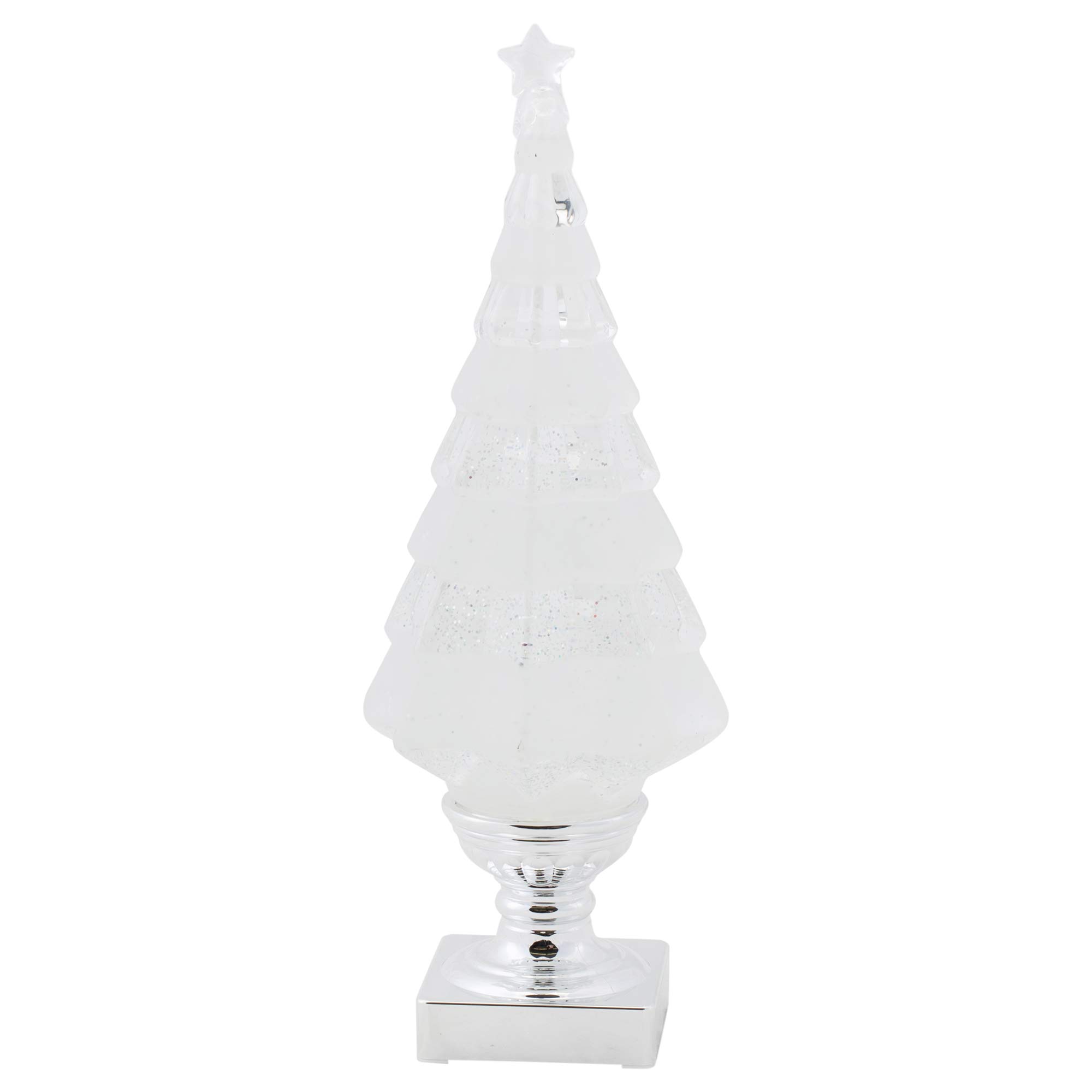 Napco Imports Christmas Tree with Star Clear LED Light Up Glitter 5 x 14 Inch Decorative Figurine