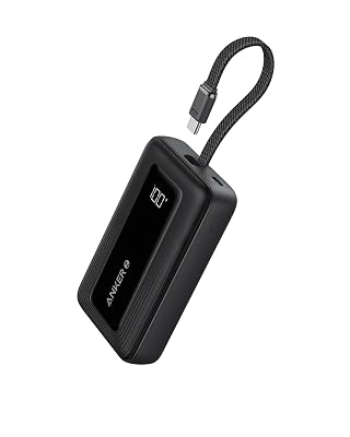 Anker Portable Charger, 10,000mAh 30W Power Bank, USB-C in and Out Fast Charging Battery Pack, Travel Essential Phone Power Bank, for iPhone 17/16, Galaxy and More (Black, 10000.00, Milliamp Hours)