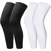 Cabaubl 2 Pairs Leg Sleeves,Full Length Leg Compression Sleeve,Sports Long Knee Sleeve with Anti-slip Silicone Strips