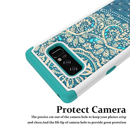 Note 8 Case, Galaxy Note 8 Case, MagicSky [Shock Absorption] Studded Rhinestone Bling Hybrid Dual Layer Armor Defender Protective Case Cover for Samsung Galaxy Note 8 (Flower1)