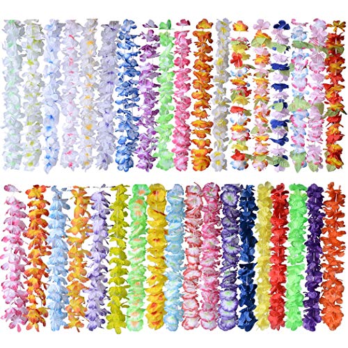 36 Pcs Artificial Hawaiian Leis Party Supplies Garland Pendant Necklace Fancy Dress Hawaii Beach Fun Luau Flowers DIY Decor