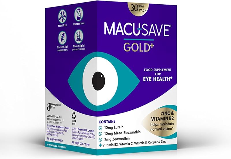 Macu-SAVE Gold+ Lutein Zeaxanthin Zinc Vitamin B2 30 Day Pack