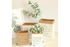 Takefuns DIY Home Decor Dried Plant Basket Wedding Kraft Paper Bag Flowerpot Artificial Flower Vase Kraft Paper Bag