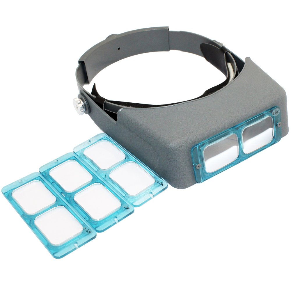 NIUPIKA Headband Magnifier Binocular Magnifying Glass Jewelry Magnifiers Head-mounted Double Lens Reading Jewelers Tools Head Wearing 4 Magnifications