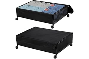 Peohud 2 Pack UnderBed Storage Bin with Wheels, 48L Large Capacity Thick Under Bed Storage Containers with Lid, Easy Assemble