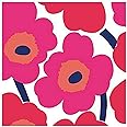 IHR Ideal Home Range Party Napkins Marimekko Disposable 3-Ply Paper Lunch Napkin Pack, 6.5" x 6.5", Unikko (Red), 20-Count