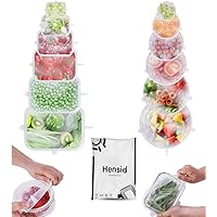 Hensid Pack 12 Silicone Stretch Lids | BPA-Free Stretchable Round and Square Food Covers to Fit All of Containers…