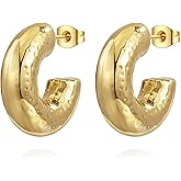 YeGieonr Chunky Gold Hoop Earrings for Women Trendy Twisted Lines Stainless Steel Hoops with 18K Real Gold Plated, Hypoallergenic Earrings Fashion Jewelry for Women