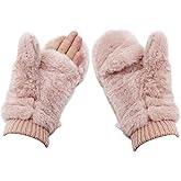 Orityle Eilova Unisex Winter Fluffy Gloves Mittens Windproof Fleece Plush Gloves with Warm Mitten Cover for Women Girls Boys