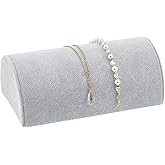 PH PandaHall Half Moon Velvet Bracelet Display, Soft Jewelry Display Stand Light Grey Bracelet Necklace Holder Watch Display Ramp Stand for Selling Retail Show Home and Business Use