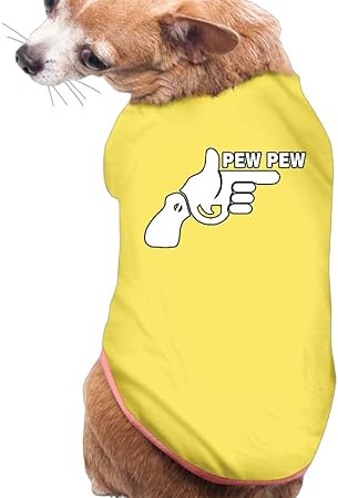 Wuidhd42s1 Dog Cat Tshirt Gun Pew Pew Echthaar Freund Hund Katze Kleidung Medium Gelb Amazon De Kuche Haushalt