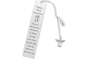 First Communion Bookmark,Kaluofan 2026 First Communion Gifts for Girls Angel Chain Bible Book Mark Christians Easter Bookmark