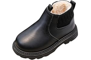 Kids Girls Leather Hiking Snow Boots Little Kid High Top Dress Shoes Winter Warm Fuzzy Lined Side Zipper Booties Comfort Ankl