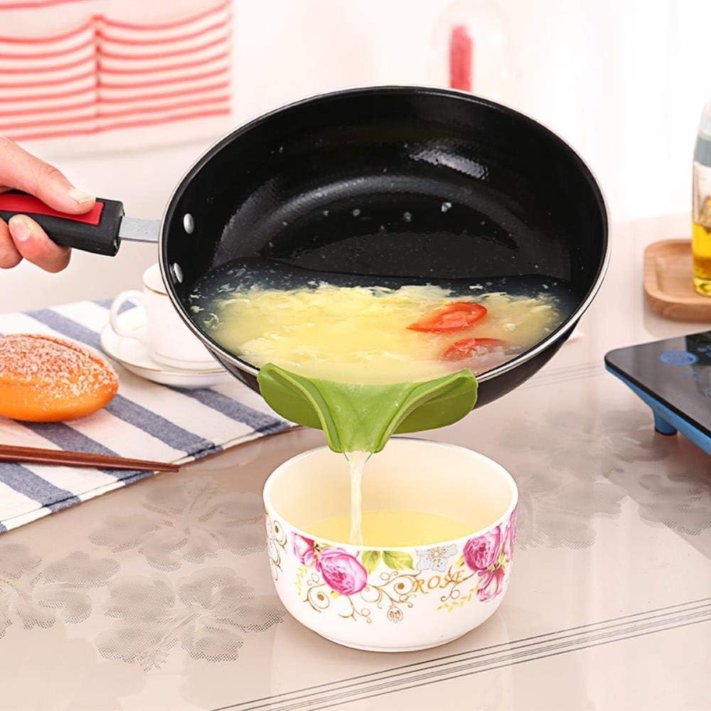 gancunsh 1Pcs Creative Anti-spill Silicone Pour Soup Funnel For Pots Pans and Bowls and Jars Kitchen gadget Edge Water Deflector